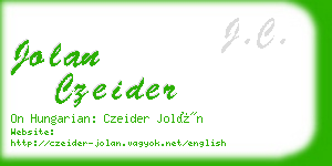 jolan czeider business card